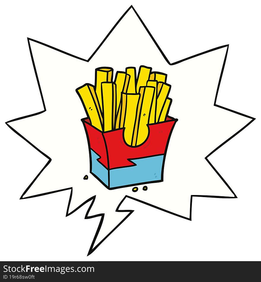 Cartoon Junk Food Fries And Speech Bubble