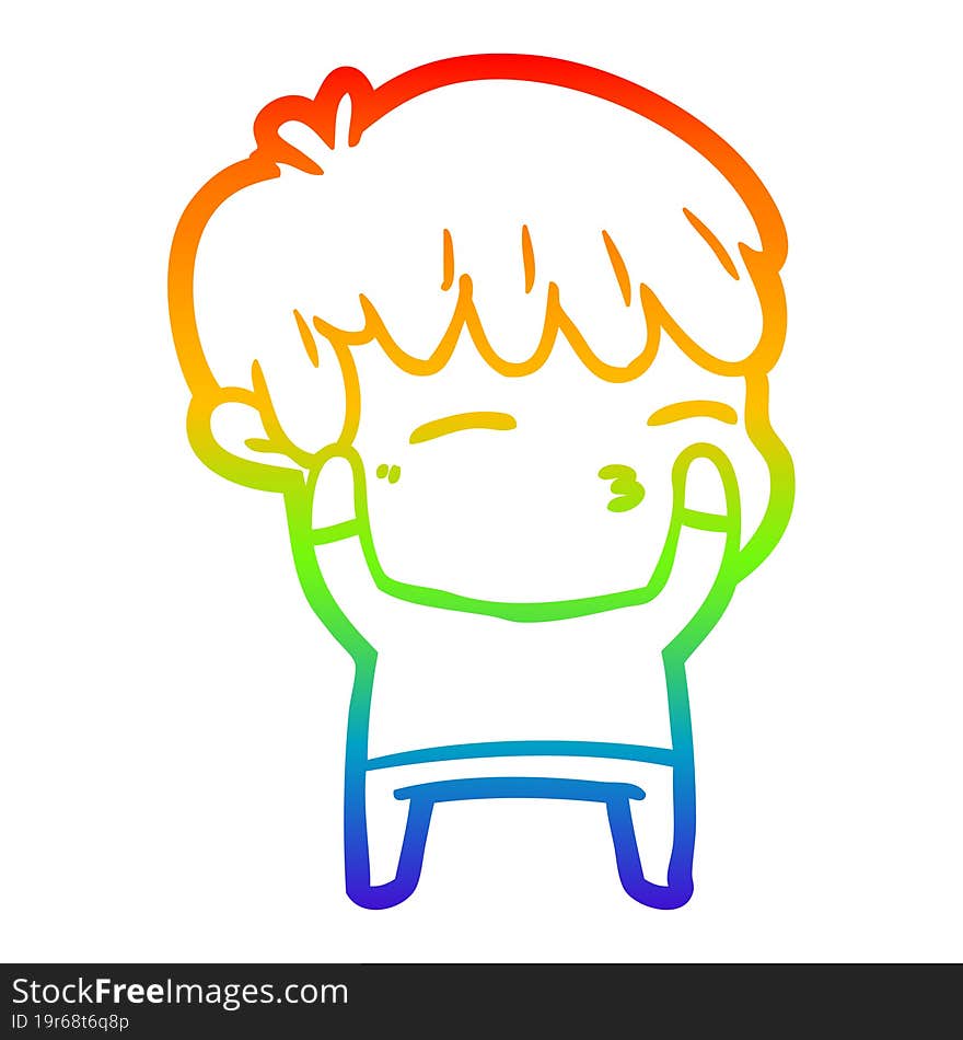 rainbow gradient line drawing cartoon curious boy