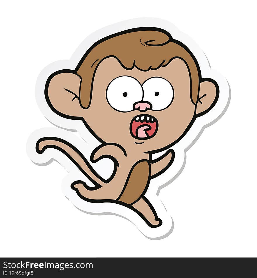 sticker of a cartoon shocked monkey