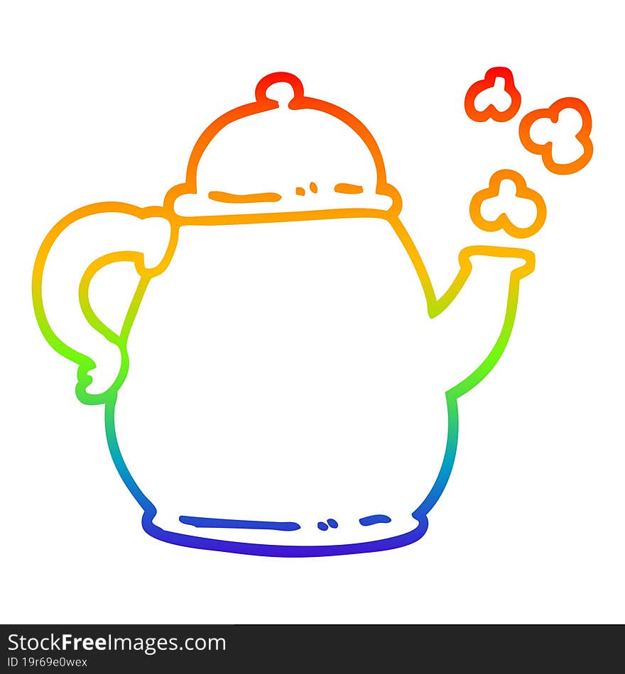 rainbow gradient line drawing cartoon tea po