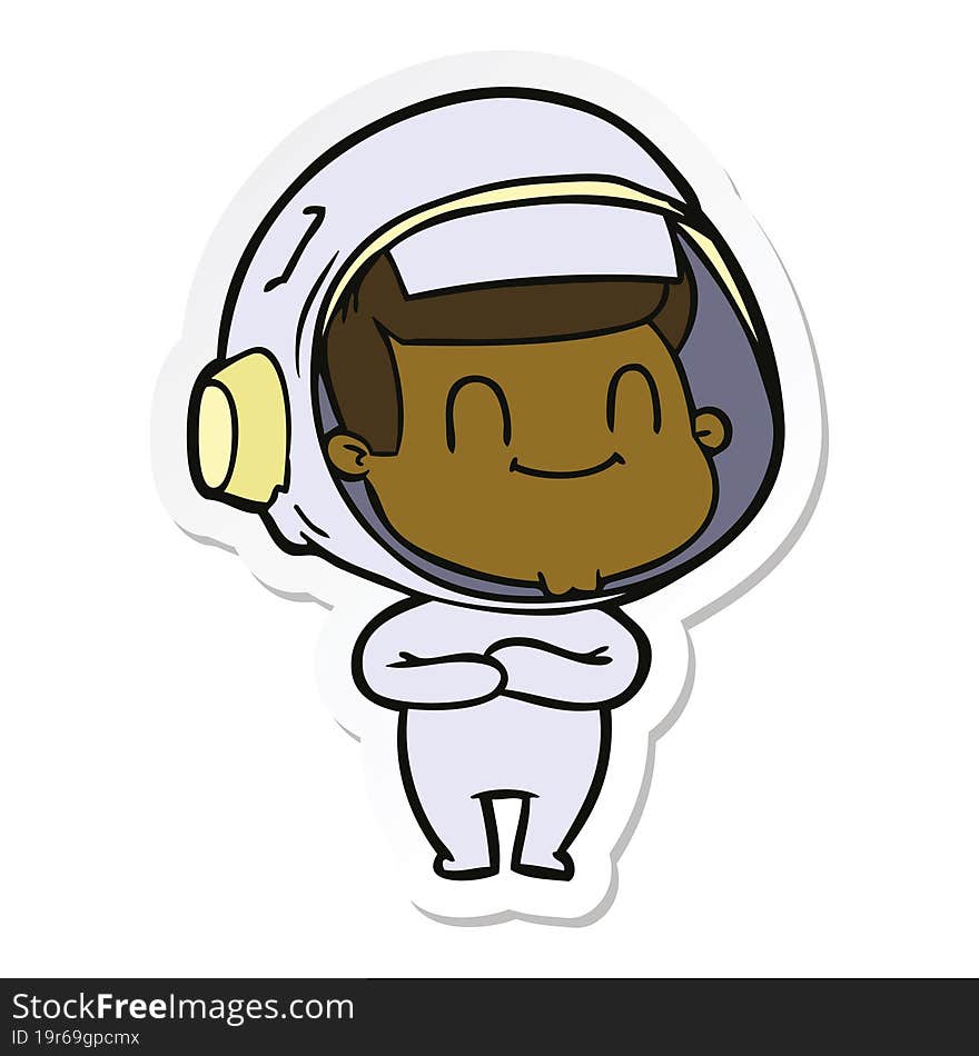 sticker of a happy cartoon astronaut man