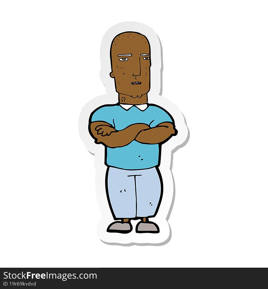 Sticker Of A Cartoon Annoyed Bald Man