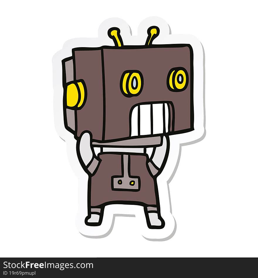 sticker of a cartoon robot