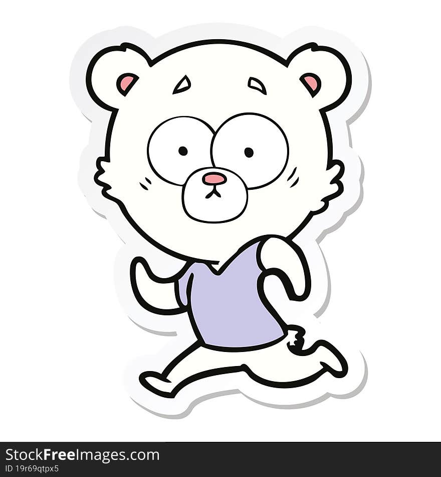 sticker of a surprised polar bear cartoon