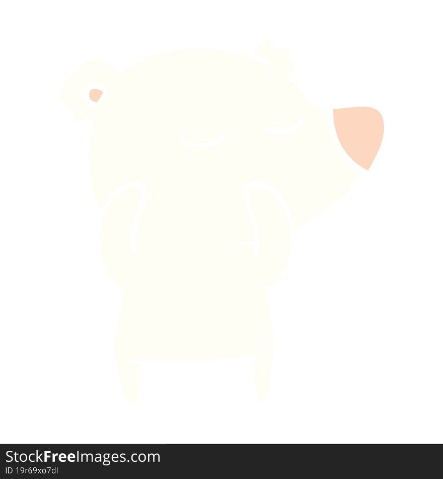 happy flat color style cartoon polar bear