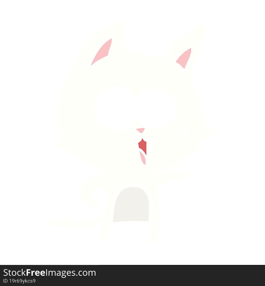 funny flat color style cartoon cat