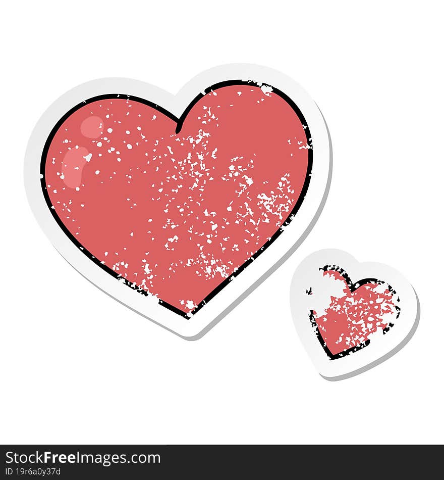 Distressed Sticker Of A Quirky Hand Drawn Cartoon Pink Hearts