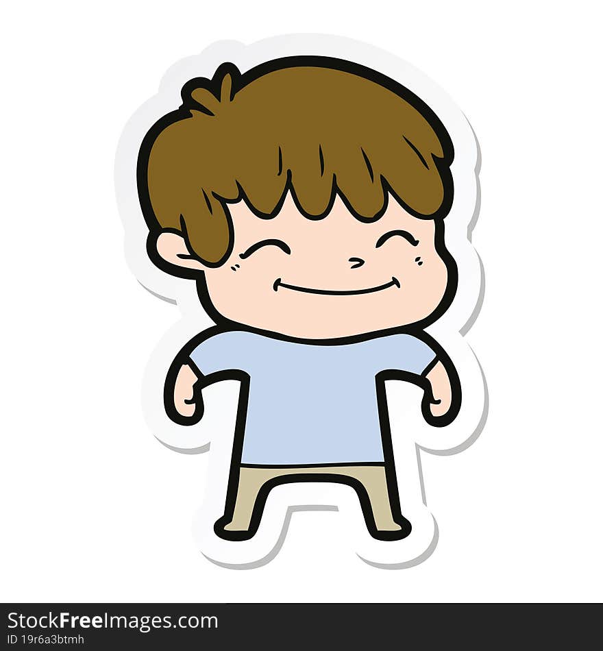 sticker of a happy cartoon boy