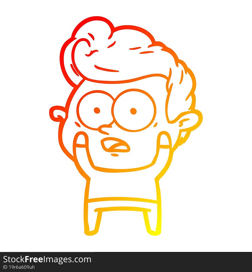 Warm Gradient Line Drawing Cartoon Staring Man