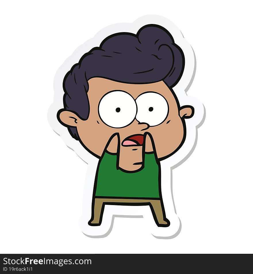 Sticker Of A Cartoon Staring Man