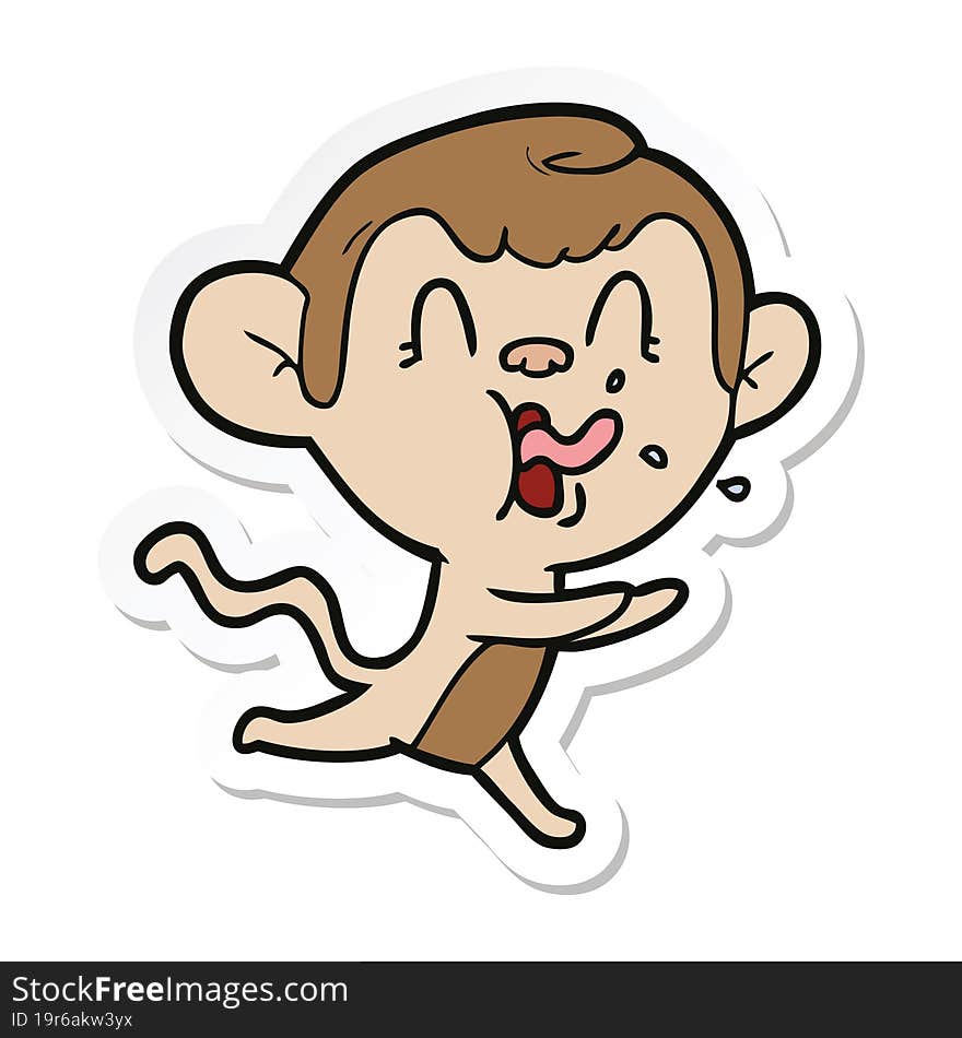 sticker of a crazy cartoon monkey