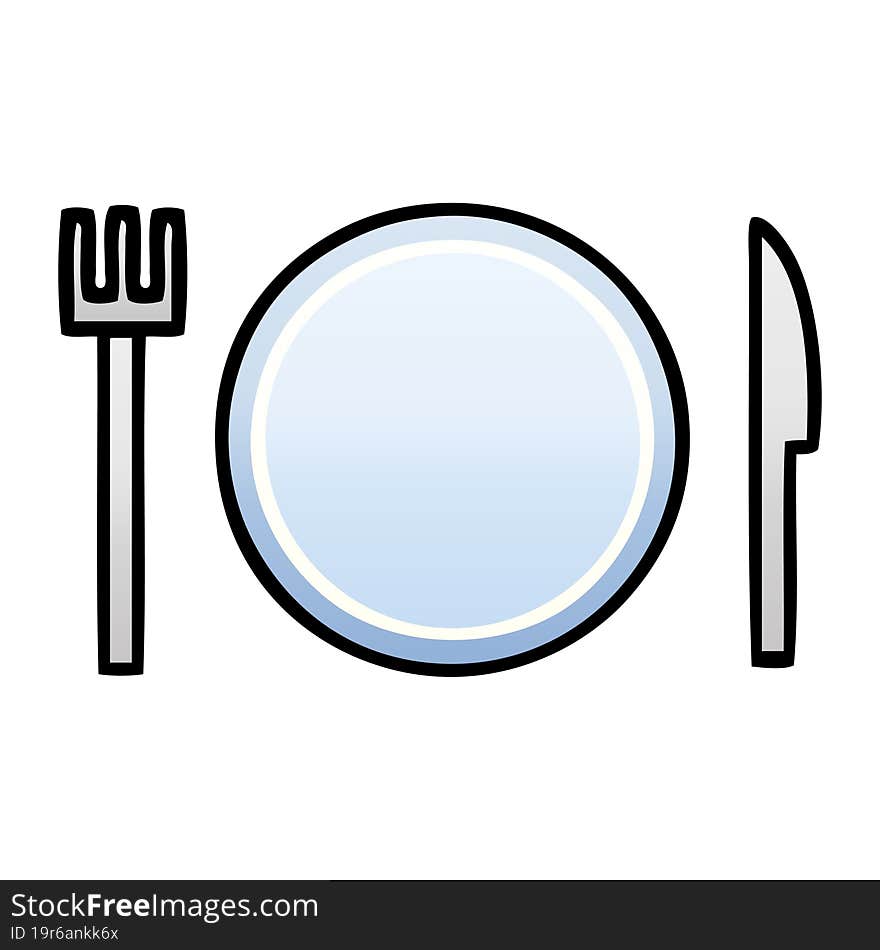 gradient shaded cartoon of a plate and cutlery