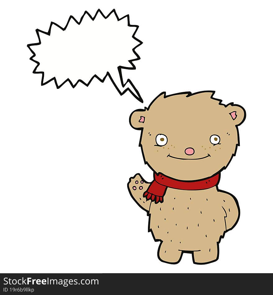 Cartoon Teddy Bear With Speech Bubble