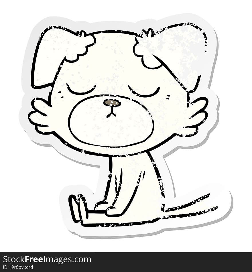 distressed sticker of a cute cartoon dog