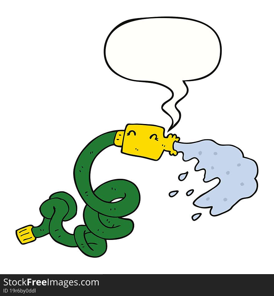 cartoon hosepipe and speech bubble