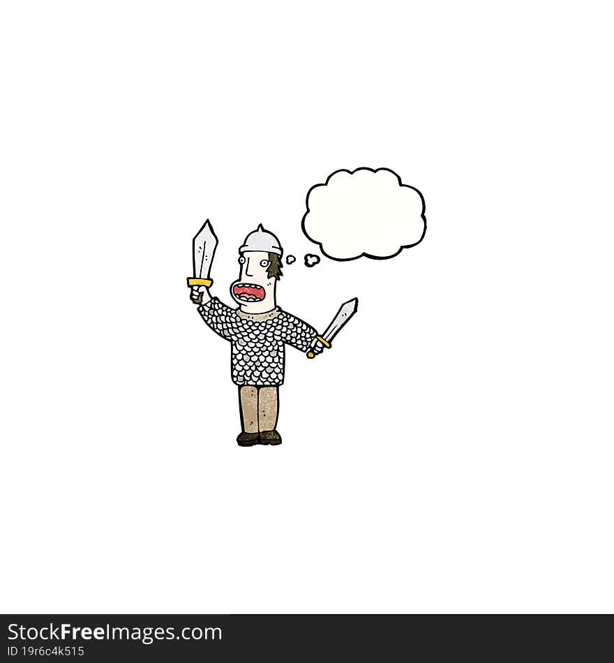 Cartoon Medieval Soldier With Thought Bubble