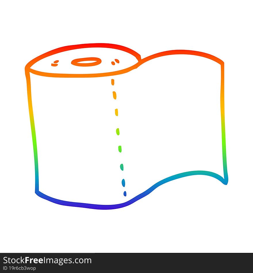 rainbow gradient line drawing cartoon toilet roll