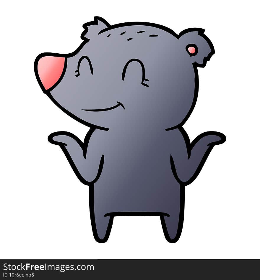 smiling bear shrugging shoulders. smiling bear shrugging shoulders