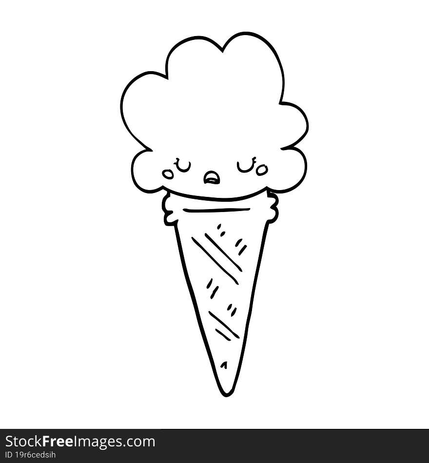 cartoon ice cream with face