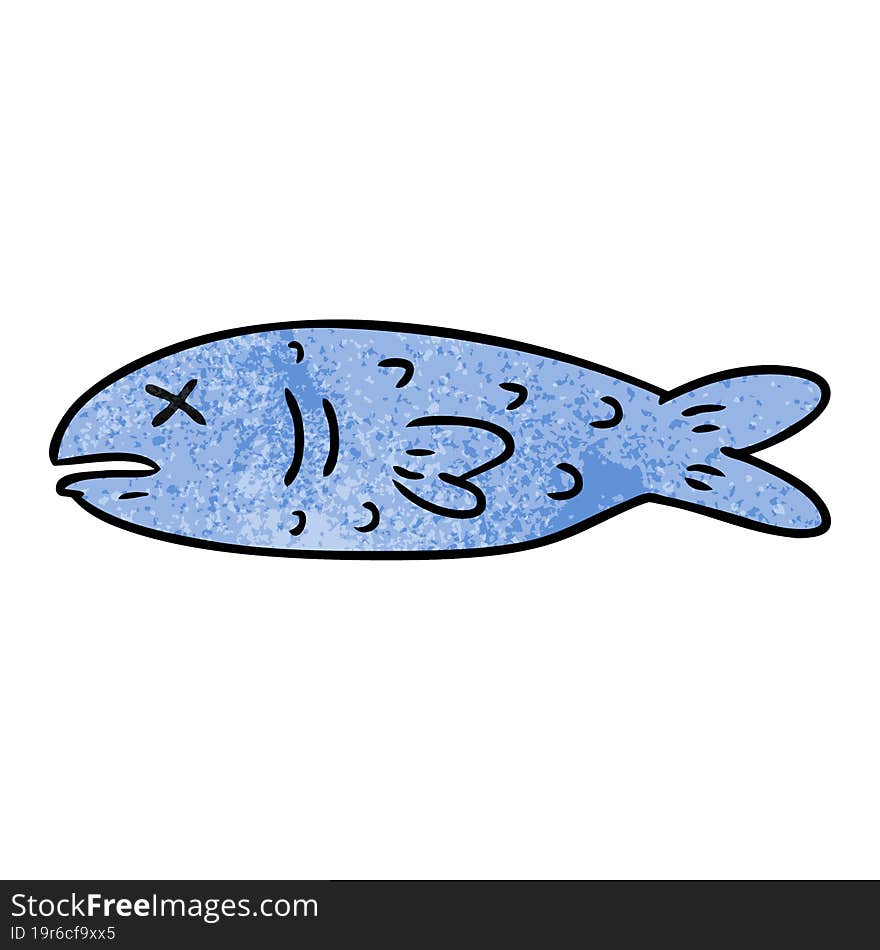 Textured Cartoon Doodle Of A Dead Fish