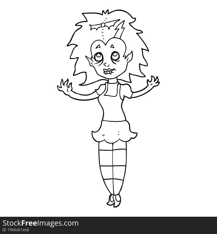 Black And White Cartoon Vampire Girl