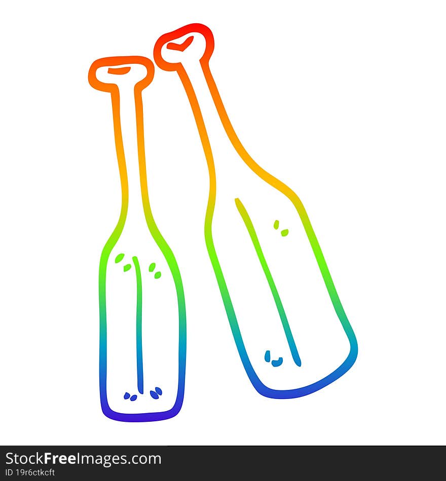 rainbow gradient line drawing cartoon pair of paddles