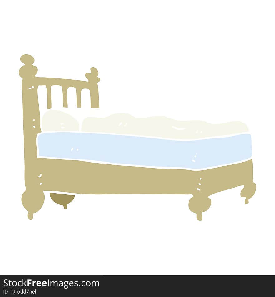 flat color illustration of a cartoon bed