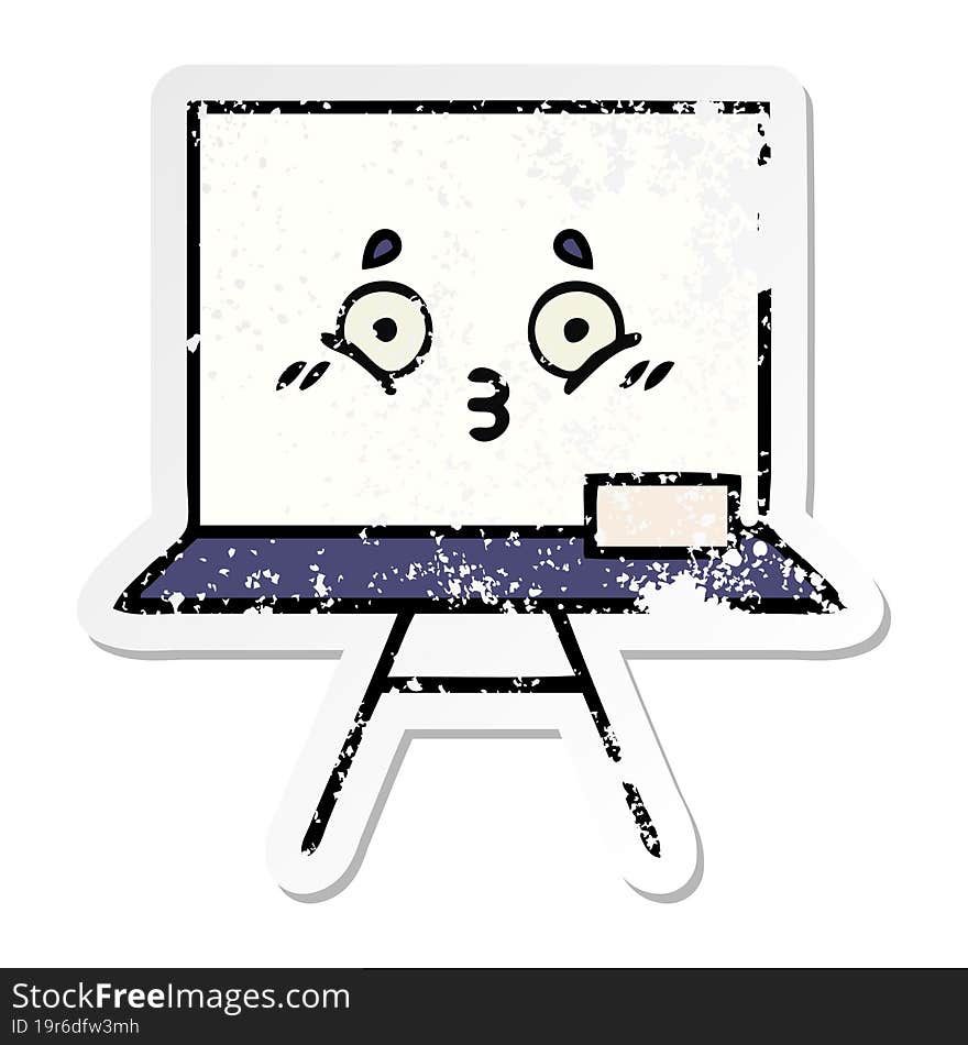 distressed sticker of a cute cartoon white board