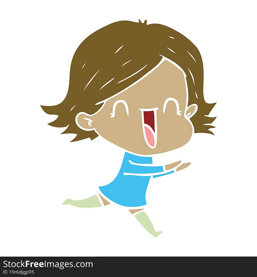 flat color style cartoon happy woman