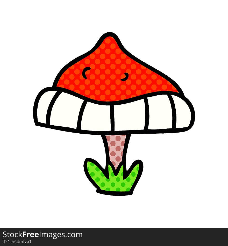 cartoon doodle of a single toadstool