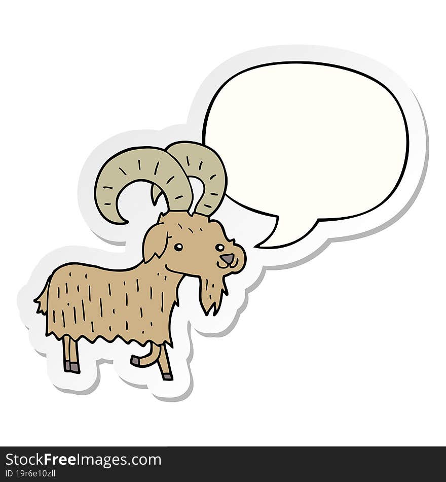 cartoon goat with speech bubble sticker. cartoon goat with speech bubble sticker