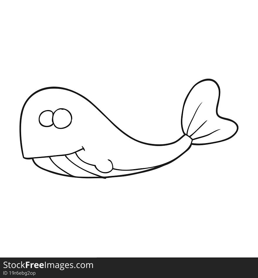 black and white cartoon whale