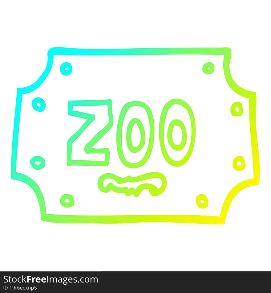 cold gradient line drawing of a cartoon zoo sign