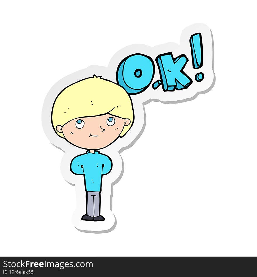 sticker of a cartoon man thinking OK