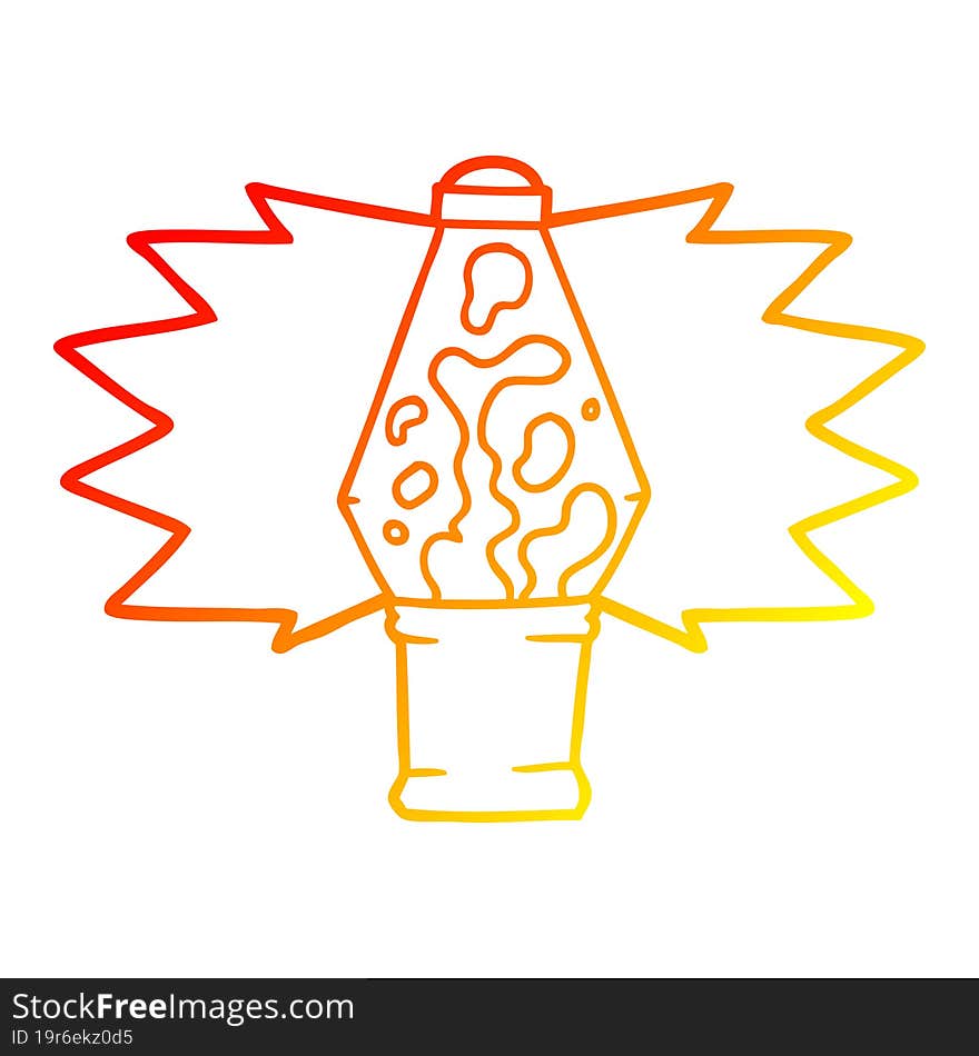 warm gradient line drawing of a cartoon lava lamp