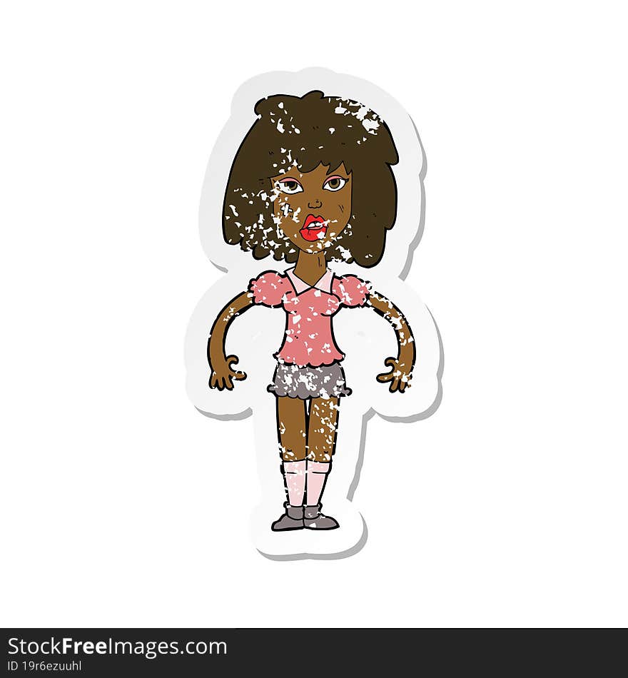 retro distressed sticker of a cartoon girl fight