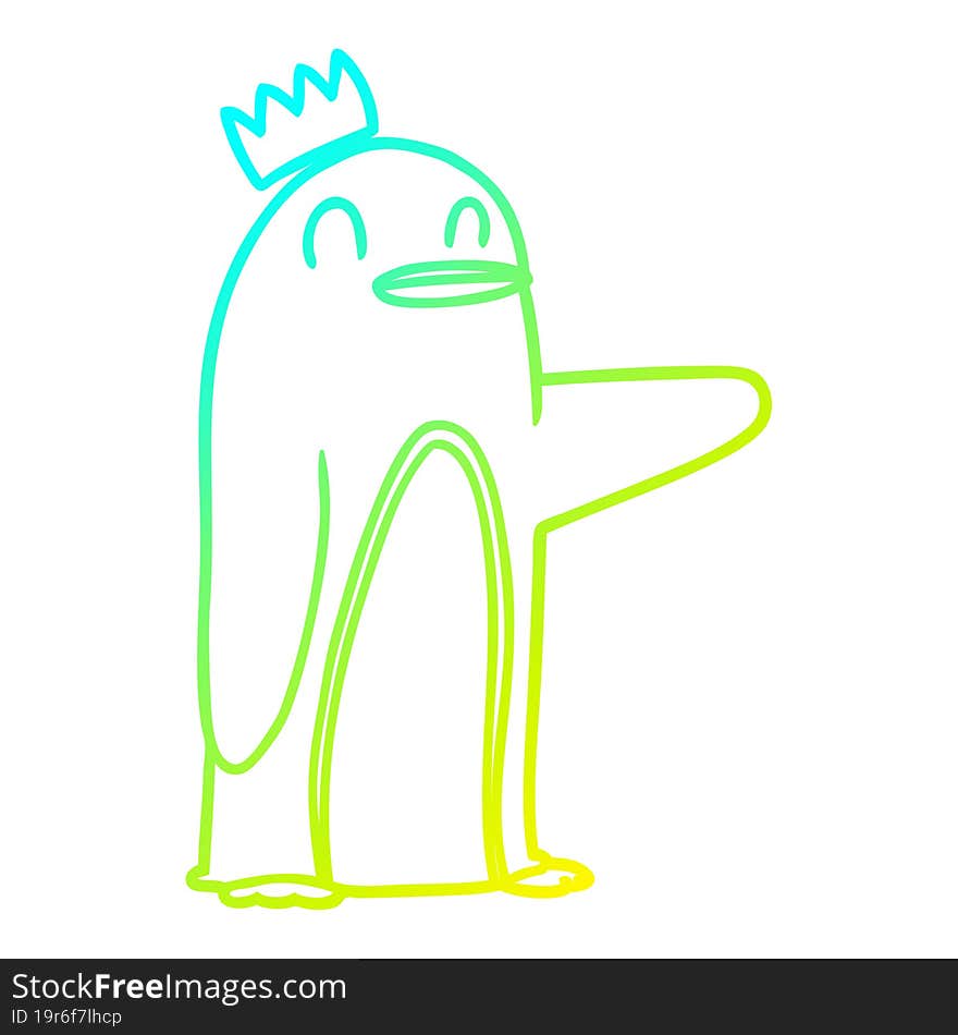 cold gradient line drawing cartoon emperor penguin