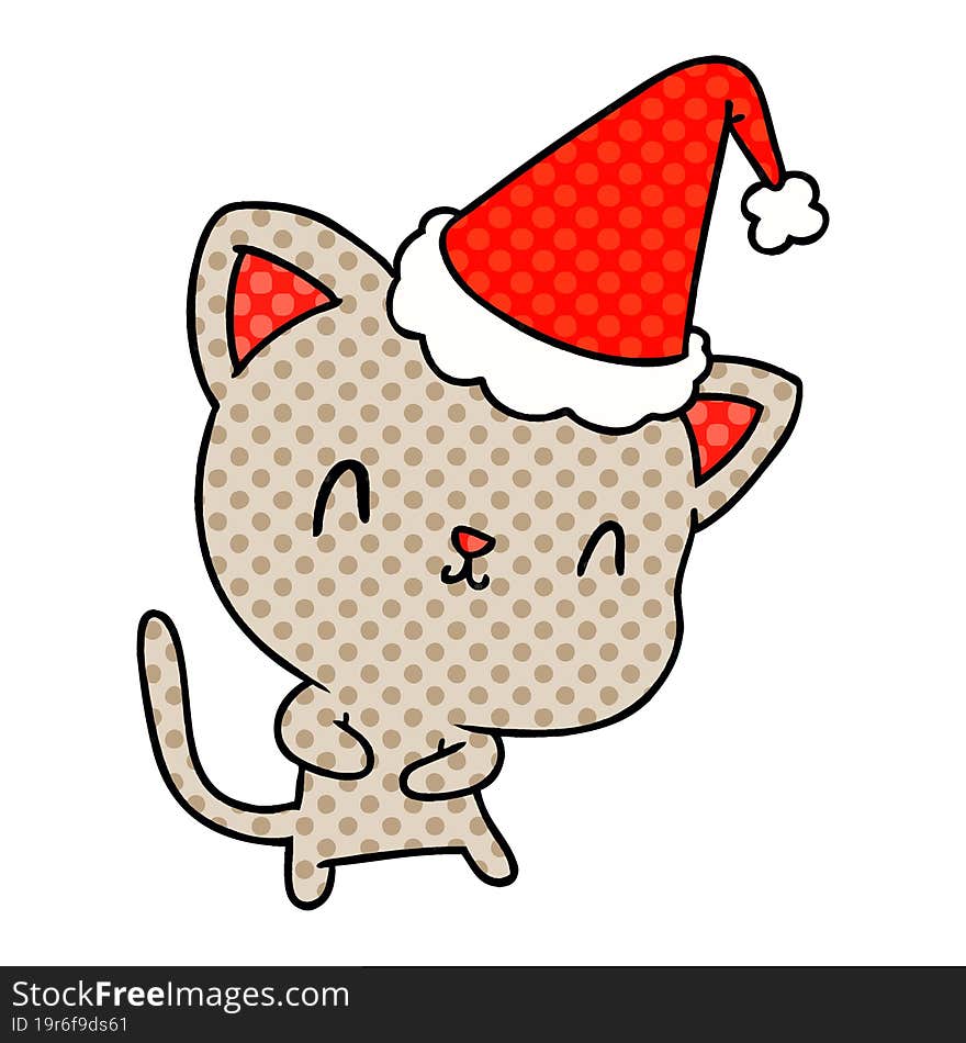 christmas cartoon of kawaii cat