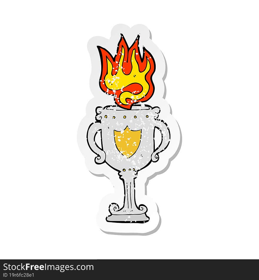 retro distressed sticker of a cartoon trophy