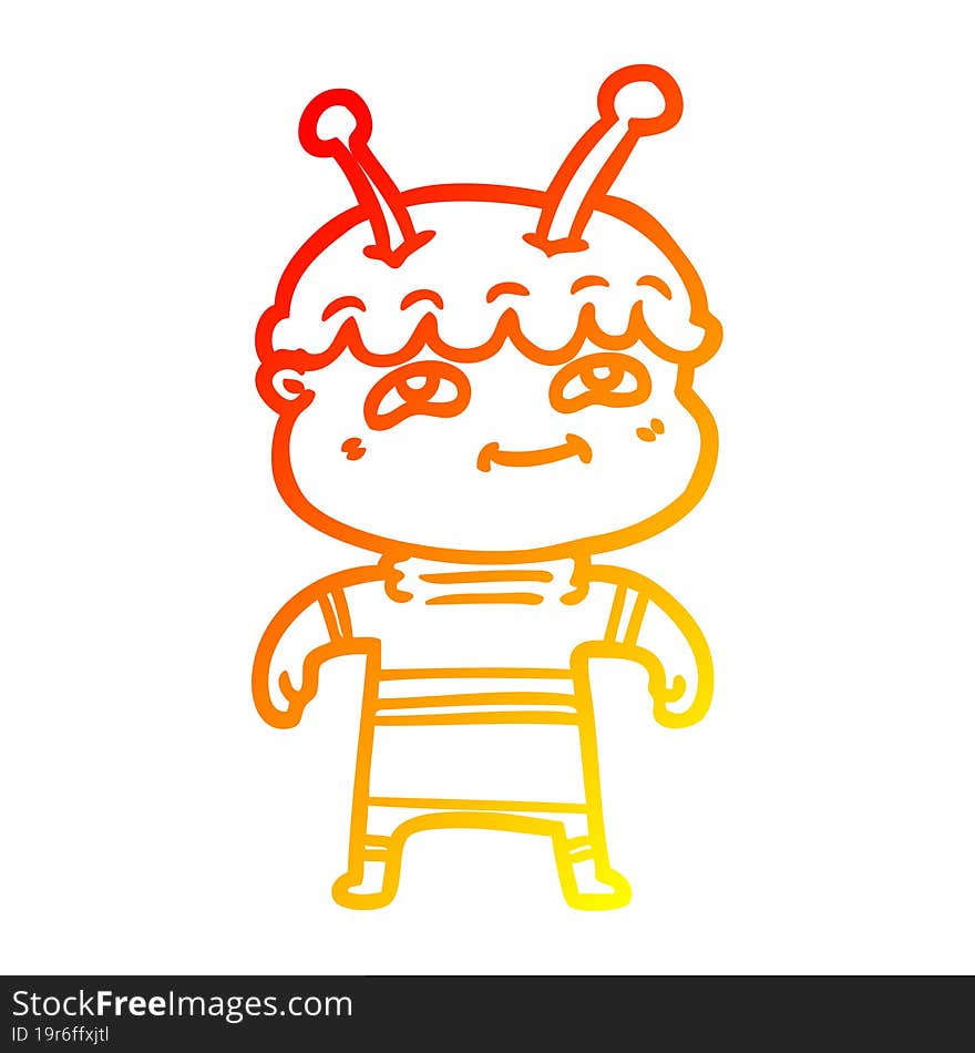 Warm Gradient Line Drawing Friendly Cartoon Spaceman