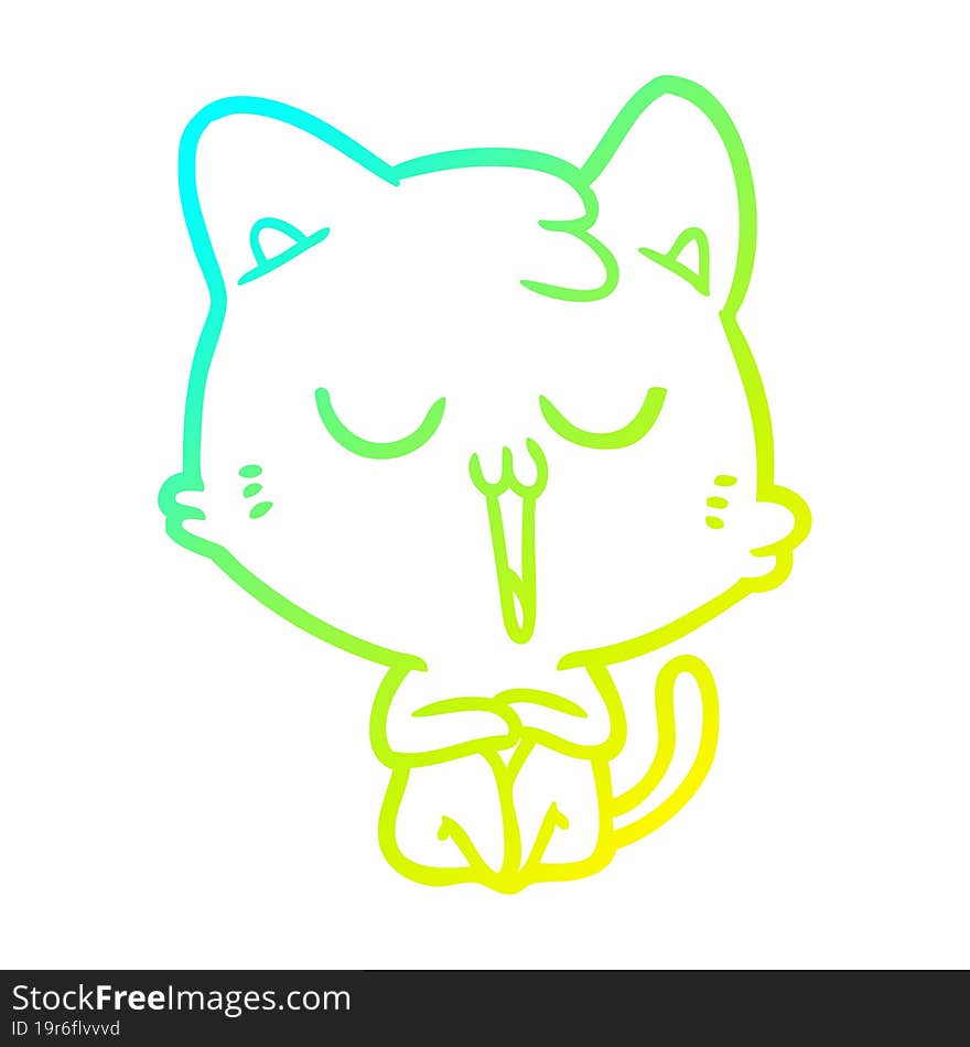 cold gradient line drawing cartoon cat singing