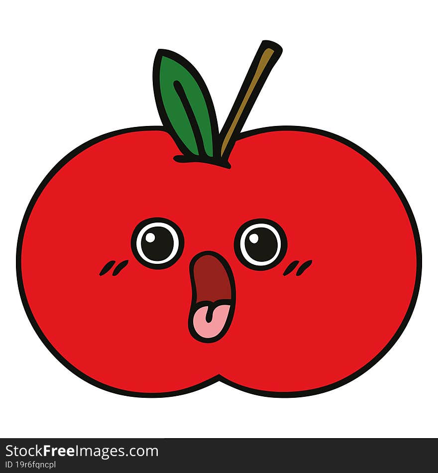 cute cartoon of a red apple. cute cartoon of a red apple