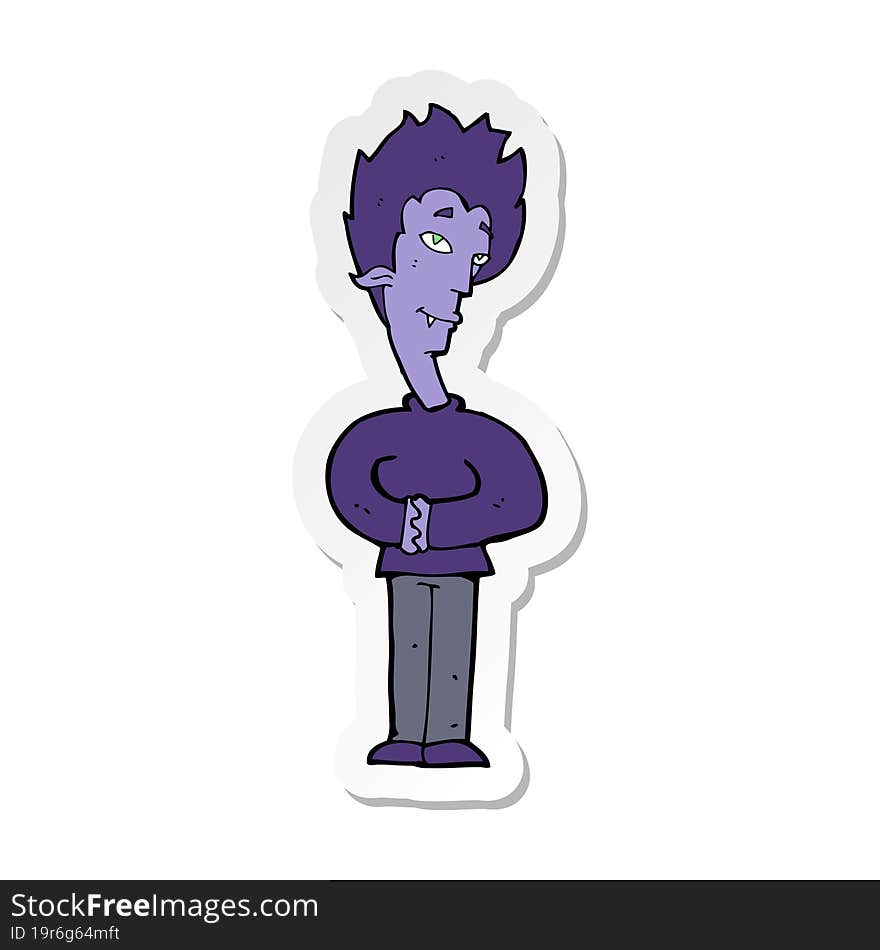 sticker of a cartoon vampire