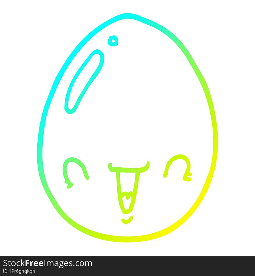 cold gradient line drawing of a cartoon egg