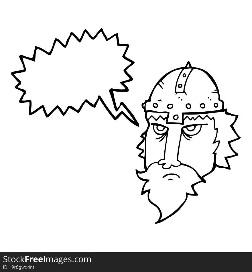 freehand drawn speech bubble cartoon viking warrior