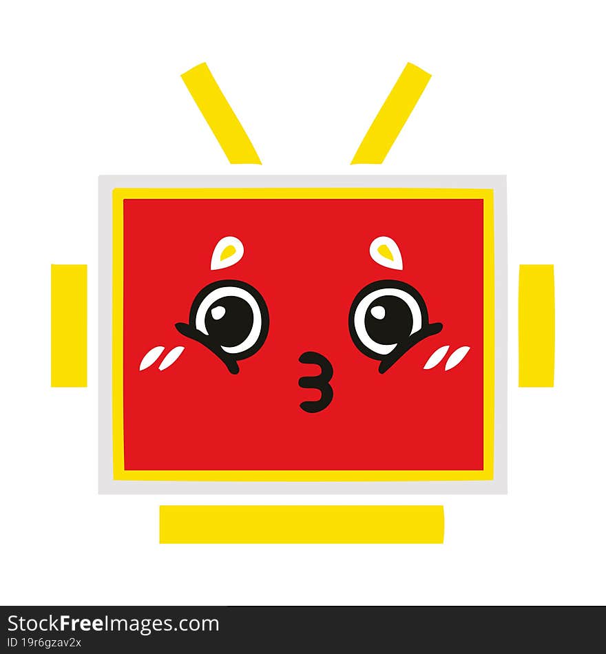 flat color retro cartoon robot head