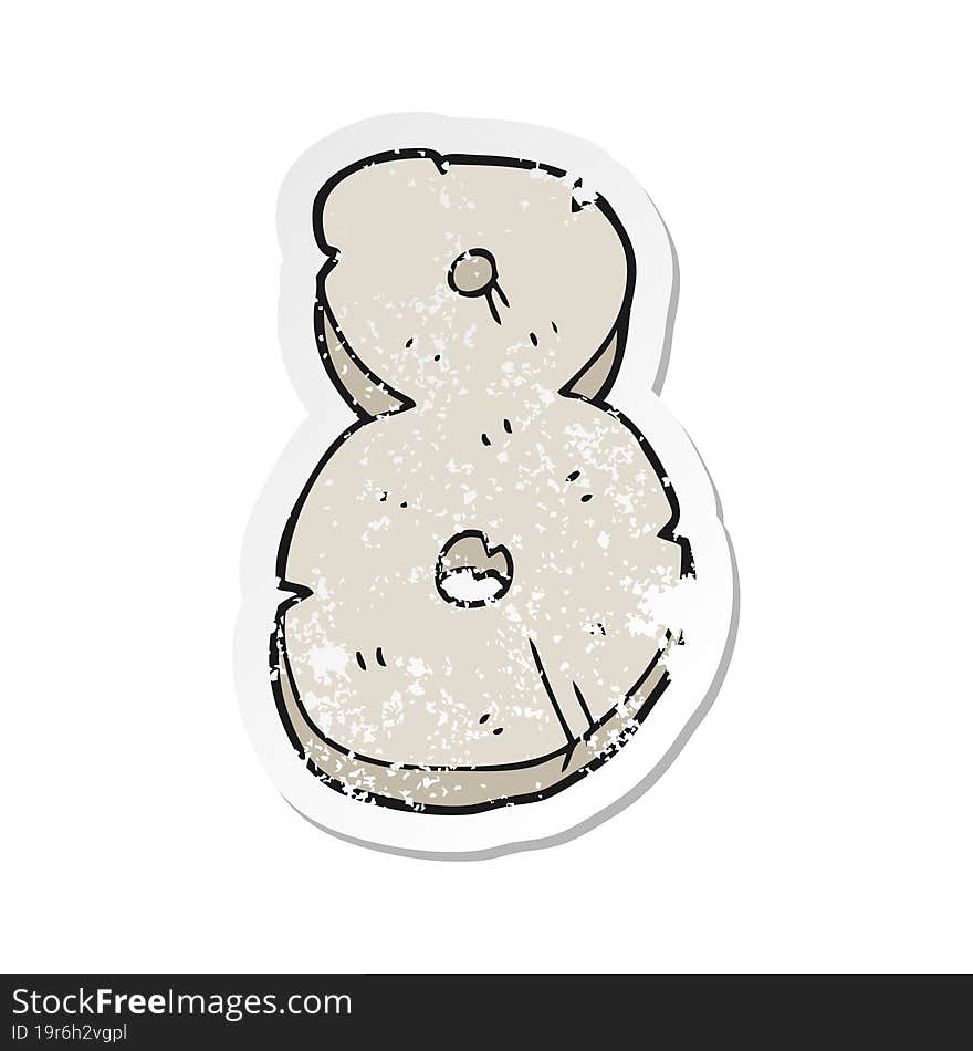 retro distressed sticker of a cartoon stone number eight