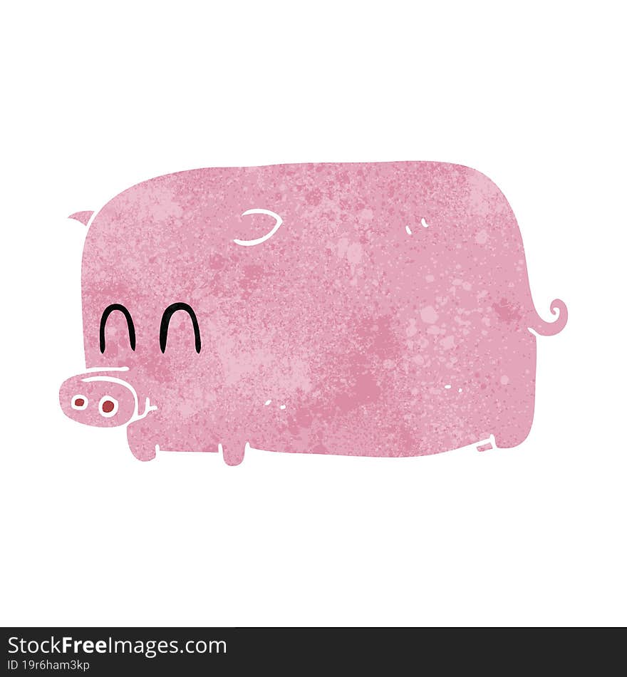 freehand retro cartoon pig