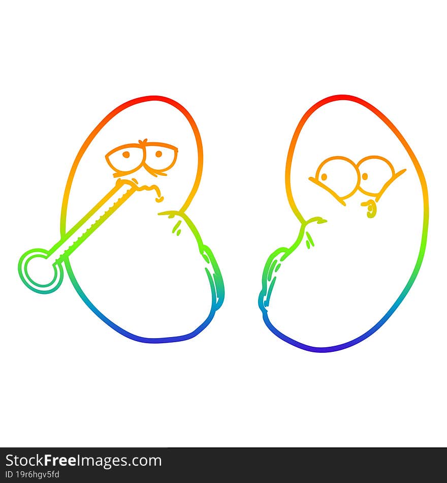 rainbow gradient line drawing cartoon unhealthy kidney