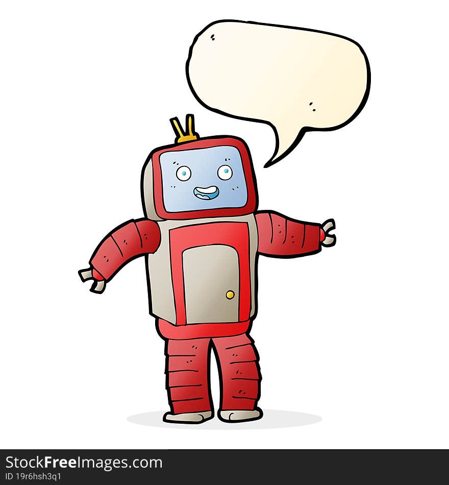 cartoon robot with speech bubble